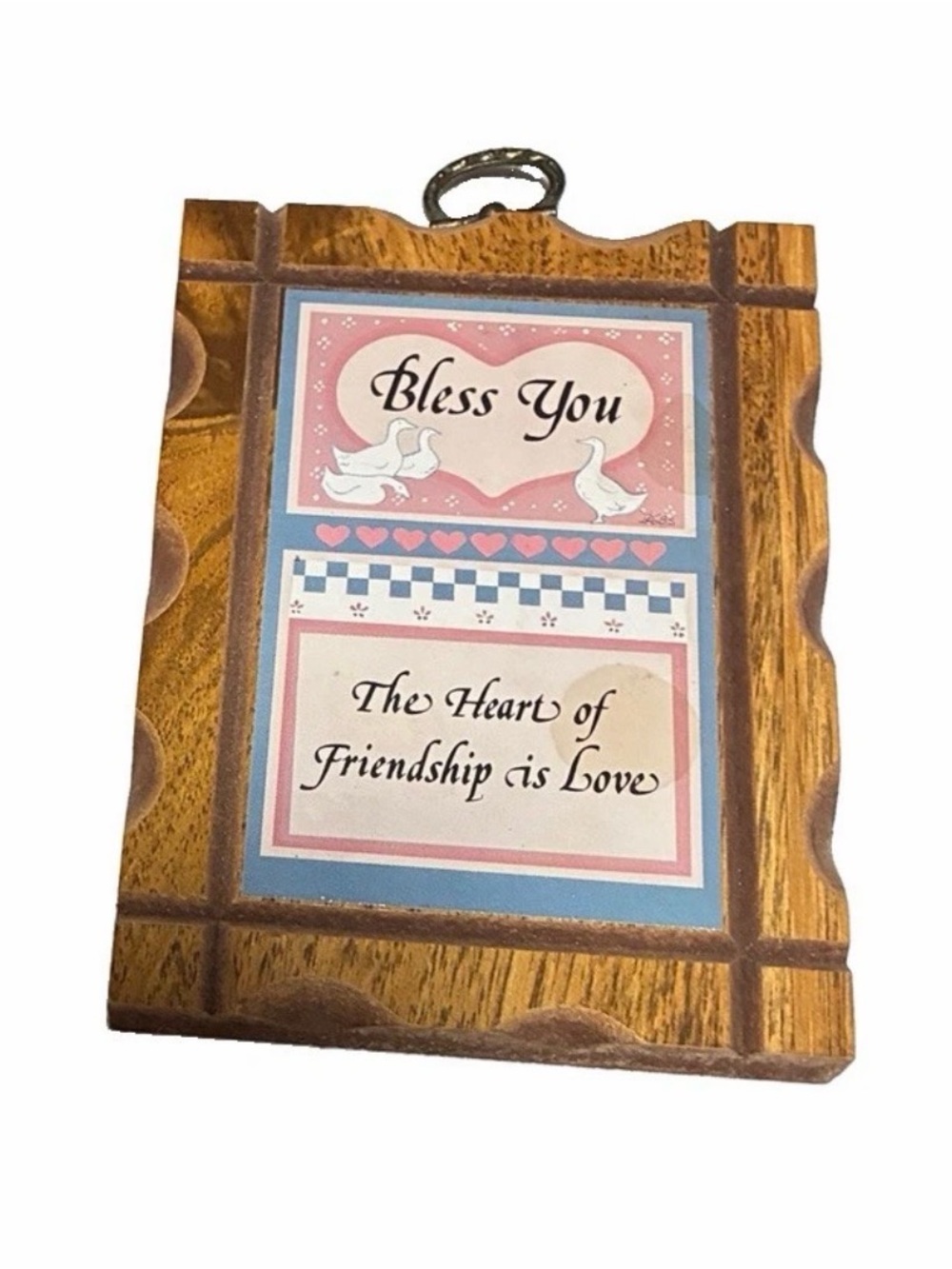 Vintage Geese 1980-90  Bless you  Wood Wall Plaque Cottagecore